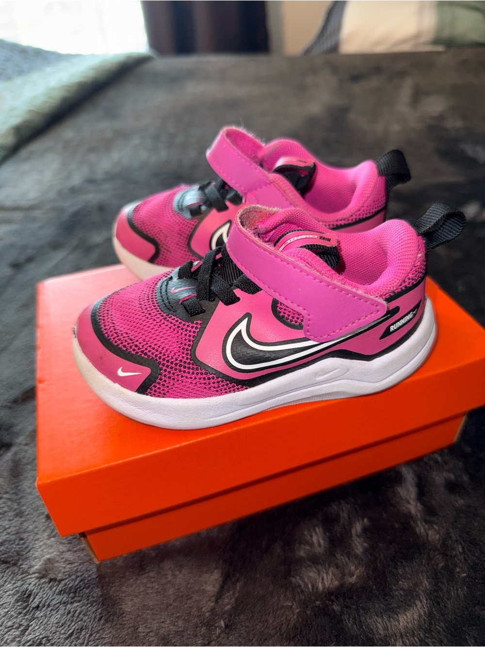 Nike Kids Hot Pink and Black Athletic Sneakers - Picture 2 of 8